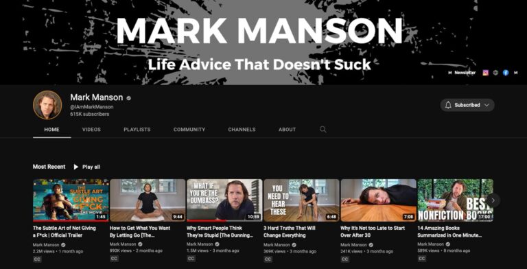 Mark Manson YouTube Channel